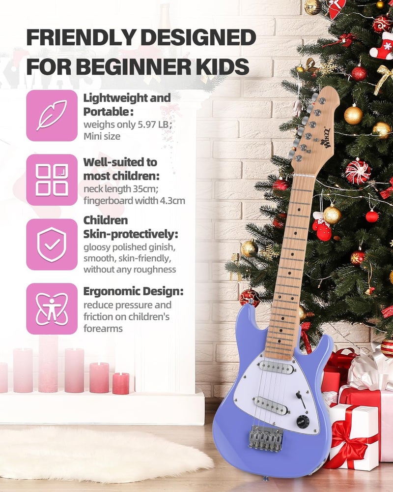 Winzz 30 Inch Kids Electric Guitar Beginner Kit, Junior 1/4 Size Mini Electric Guitar for Children Complete Stater Set with Amp, Gloosy Purple Colour - Image 4